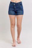 High Waist Criss-Cross Waistband Denim Shorts