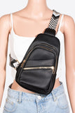 PU Leather Chevron Strap Crossbody Bag