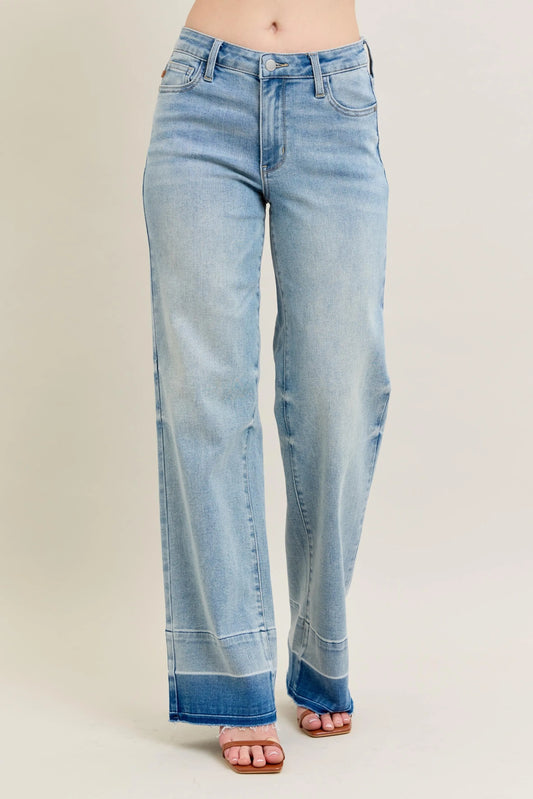 Full Size High-Rise Raw Hem Relaxed Jeans