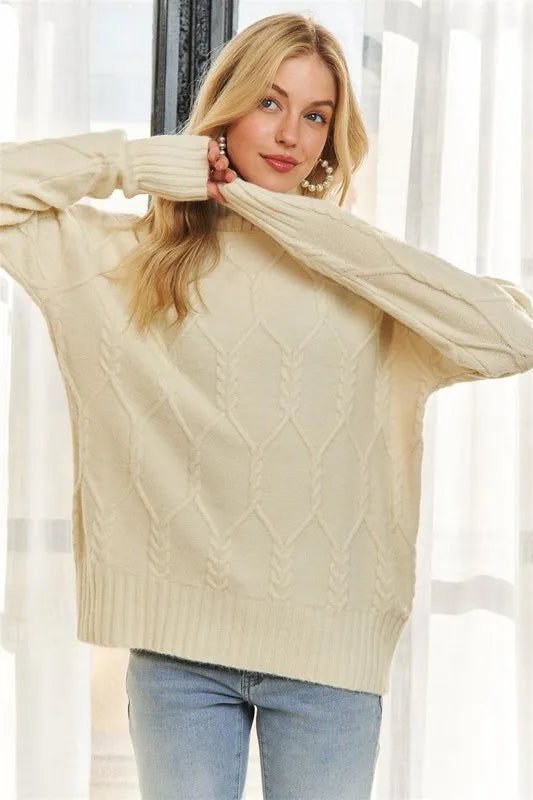 Braid Diamond Pattern Sweater