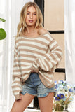 Drop Shoulder Soft Stripe Sweater Top