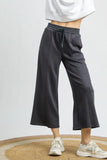 Elastic Waist Cropped Wide-Leg Sweatpants