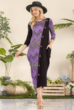 Full Size Geo Print Paneled Dress with Buttons Plus Size