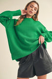 Ribbed Hem Side Slit Round Neck Sweater