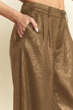 Crinkled Textured Wide Leg Pants