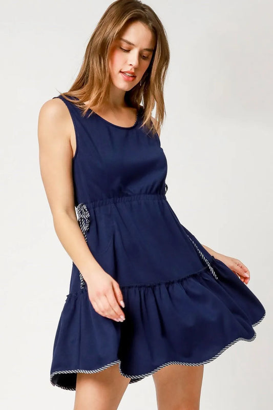 Ruffled Empire Waist Sleeveless Mini Dress