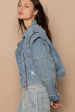 Oversized Cropped Jacket with Edgy Zipper Accents