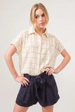 Eyelet Loose Button Down Shirt