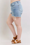 Plus Size HW Rigid Magic Destroy Cut Off Denim Shorts