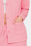 Quilted Button Up Long Sleeve Top and Pants Lounge Set