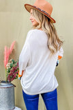Color Stripe Sleeve Sweater Top