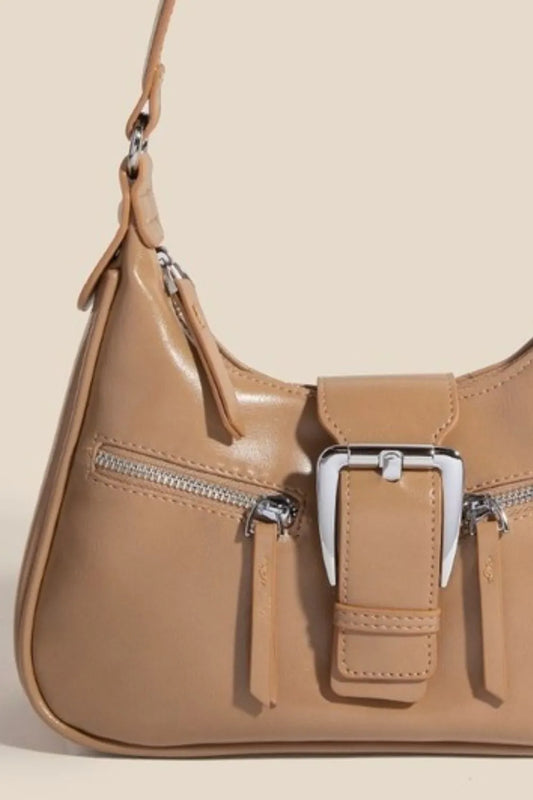 Large Buckle Triple Zipper Hand Bag
