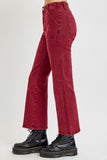 Full Size High Rise Straight Jeans with Patch Pockets - Wine