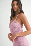 Crochet Crisscross Spaghetti Strap Mini Dress