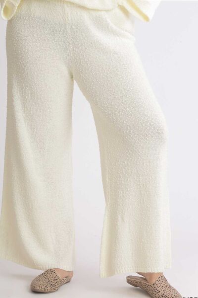 Full Size Elastic Waistband Wide Leg Sweater Pants Plus Size