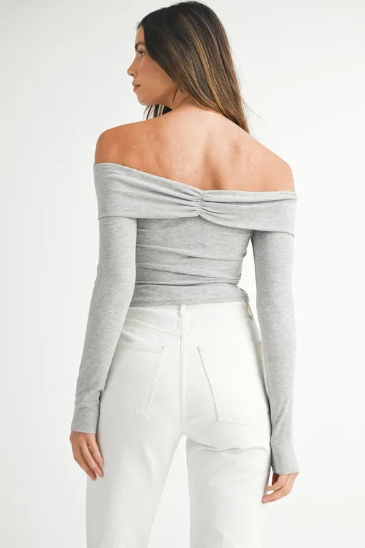 Off-Shoulder Long Sleeve T-Shirt