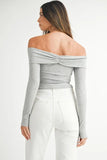 Off-Shoulder Long Sleeve T-Shirt
