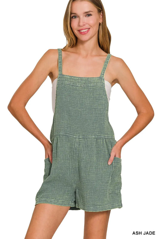 Textured Gauze Adjustable Strap Playsuit
