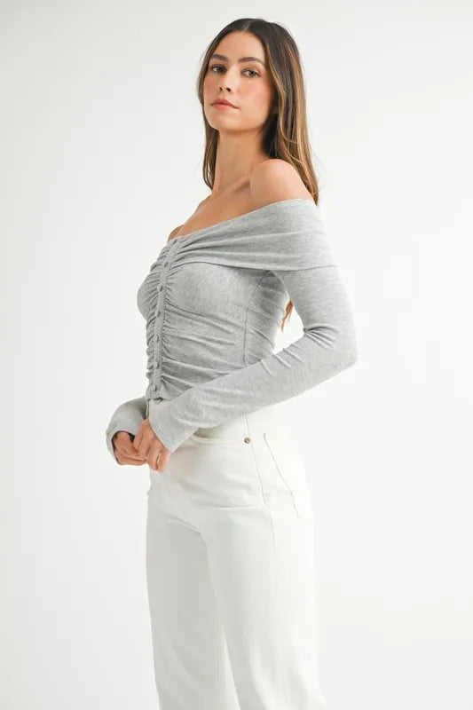 Off-Shoulder Long Sleeve T-Shirt