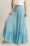 High-Waist Ruffle Flared Wide Leg Pants