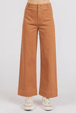 Twill Patch Pocket High Rise Wide Leg Pants