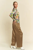 Crinkled Textured Wide Leg Pants