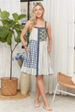 Patchwork Button Front Mini Dress
