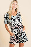 Gradation Leopard Soft Knit V-neck Romper