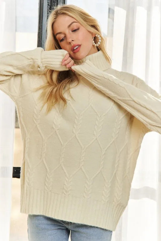 Braid Diamond Pattern Sweater