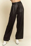 Crinkled Textured Wide Leg Pants