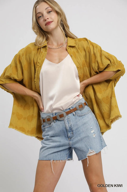 Heart-Collared Oversized Shirt