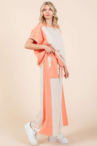 Mittoshop Color Block Wide Leg  Pants