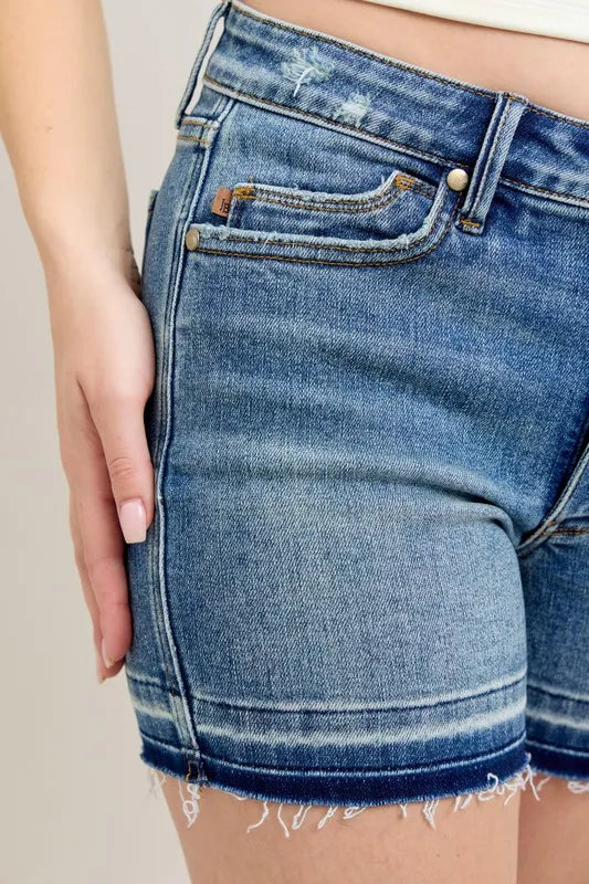 Mr Tummy Control Vintage Wash Release Hem Shorts