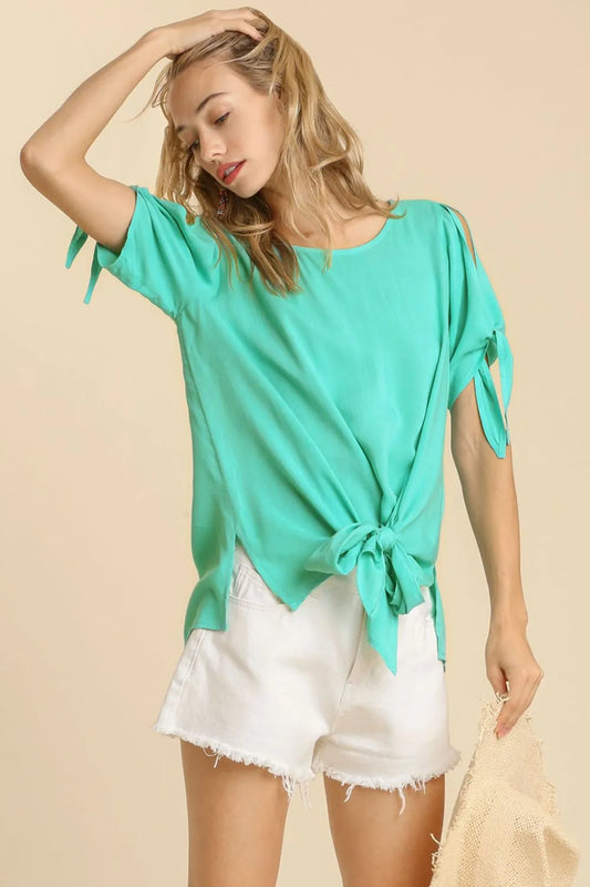 Cold Shoulder Top with Adjustable Knot Details