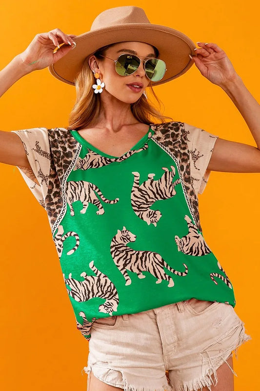 Aztec-Trimmed Tiger Graphic Tee