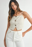 Linen Mix Button Down Tank Top