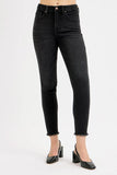 High-Waist Adjustable Fit Raw Hem Skinny Denim Jeans