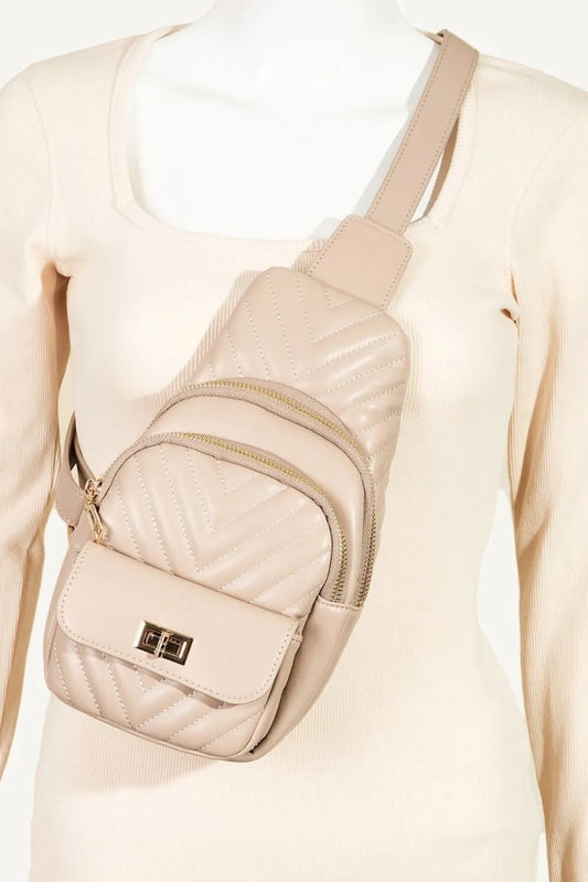 Quilted Synthetic Leather Crossbody Bag