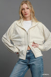 Dual-Texture Jacquard Zip-Up Jacket