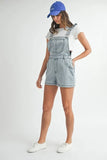 Square Neck Ruffle Shoulder Denim Overall Romper