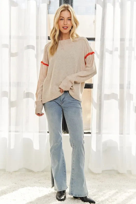 Stripe Accent Sweater Top