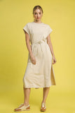 Self-Tie Short Sleeve Midi Dress