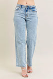 Full Size High Waist Vintage Finish Straight Jeans