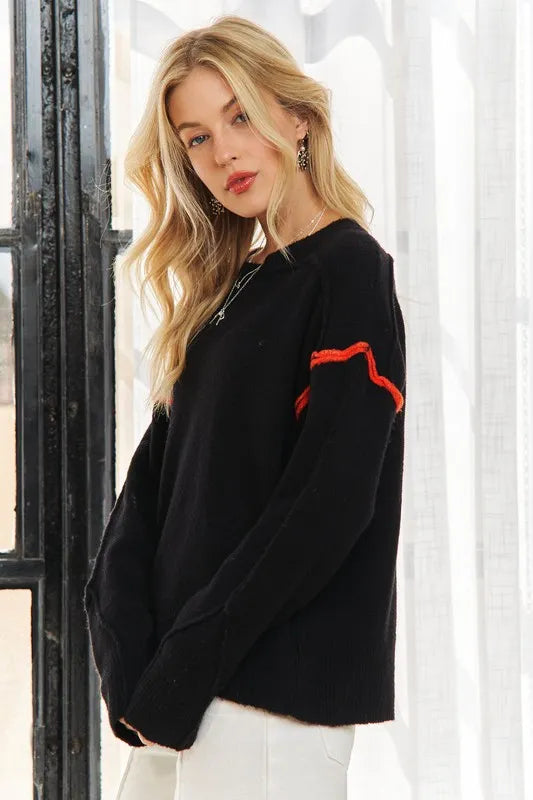 Stripe Accent Sweater Top