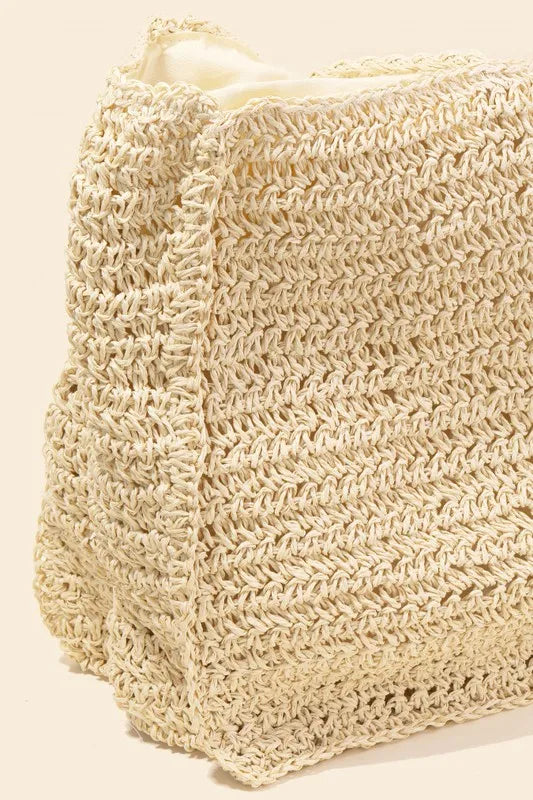 Straw Knit Tote Bag