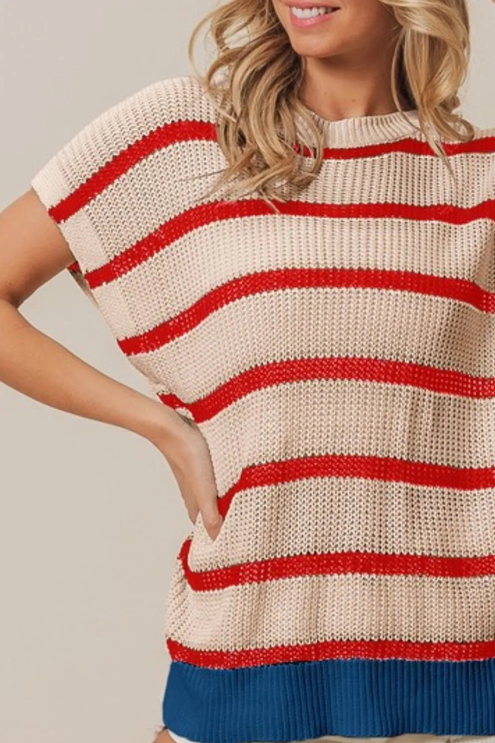 Fourth Of July Stripe Drop Shoulder Sweater