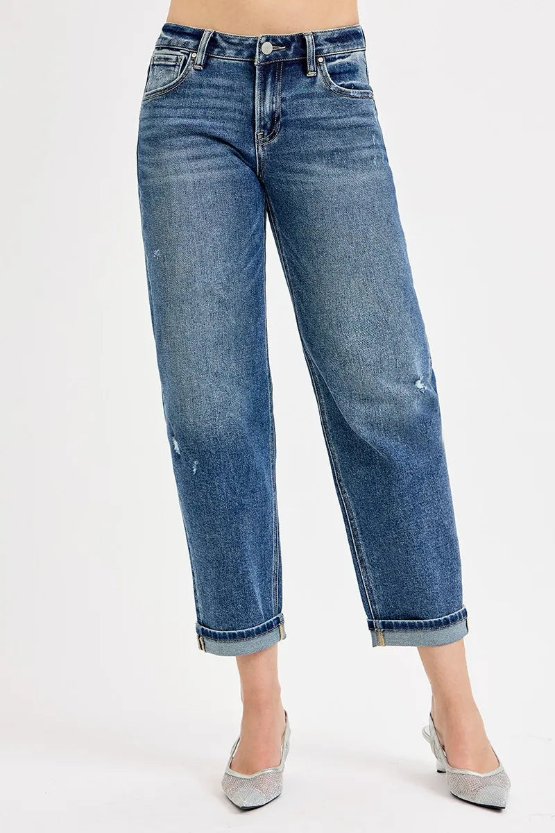 Full Size Cropped Relaxed Fit Denim Trousers