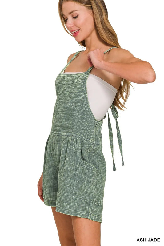 Textured Gauze Adjustable Strap Playsuit