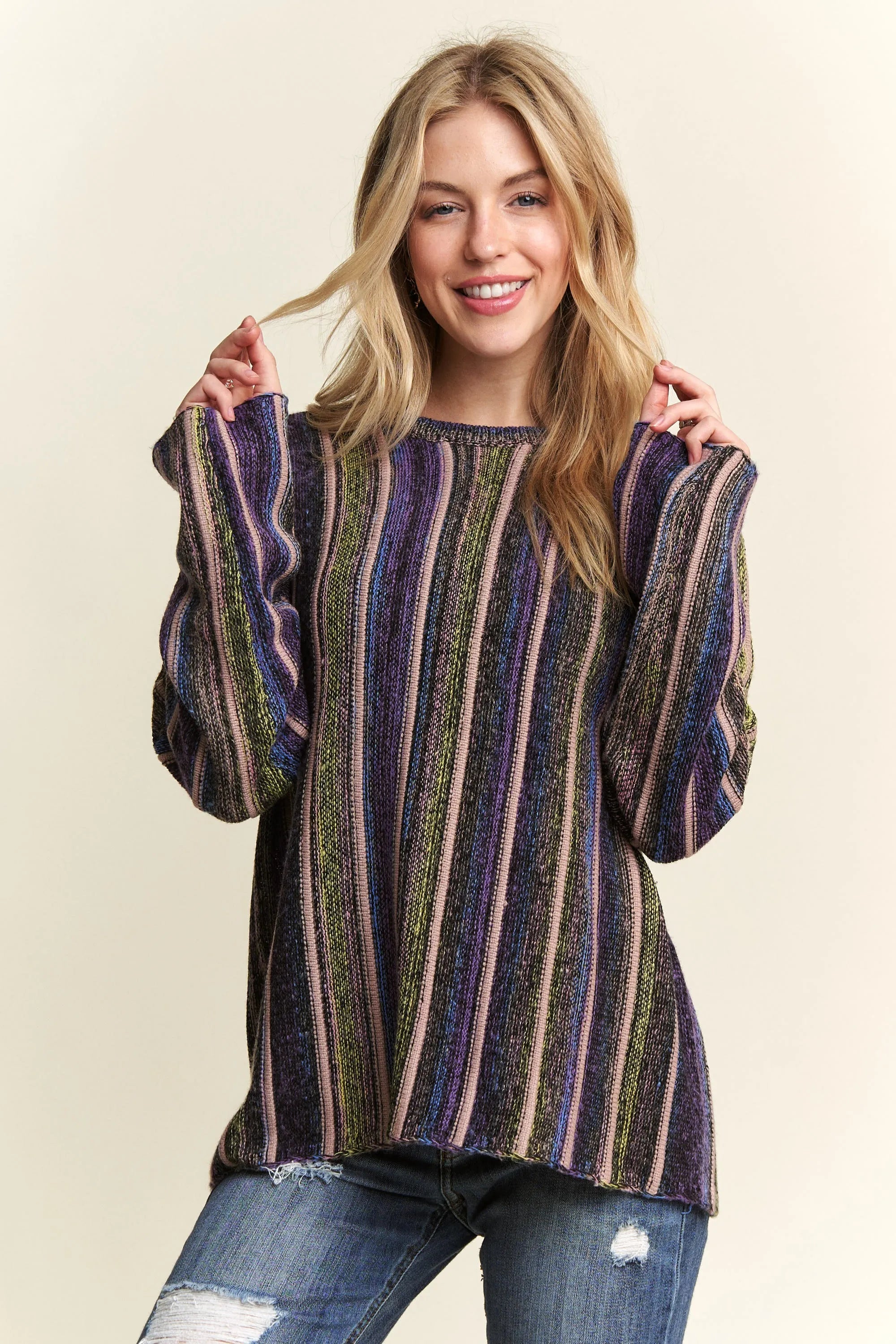 Vertical Stripe Sweater Top