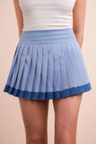 Two Tone Pleated Activewear Mini Skirt with Shorts
